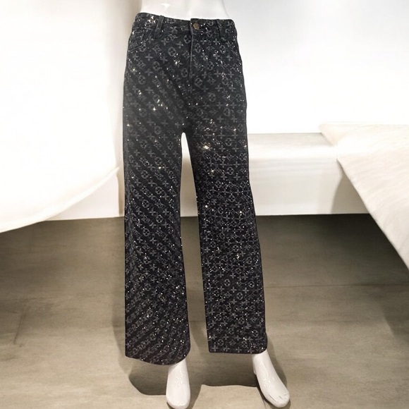 Designer Rep Jeans With Marcasite Rhinestones - Picture 3 of 14